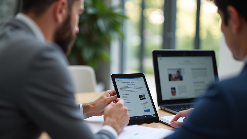 Designer che discute di strategie di web design con un cliente durante una riunione professionale