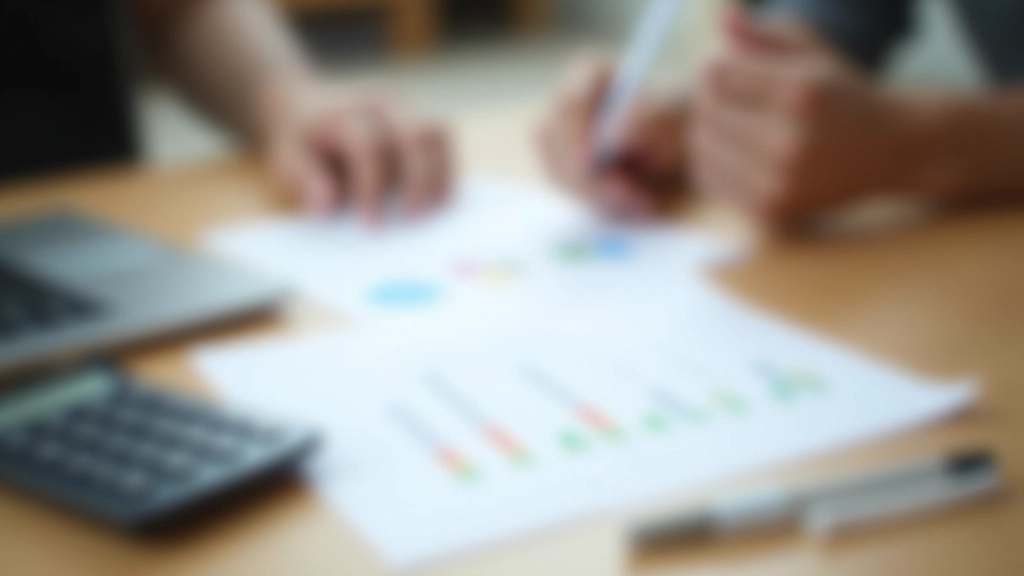 Foglio di calcolo con numeri e budget, calcolatrice, penna su tavolo di legno